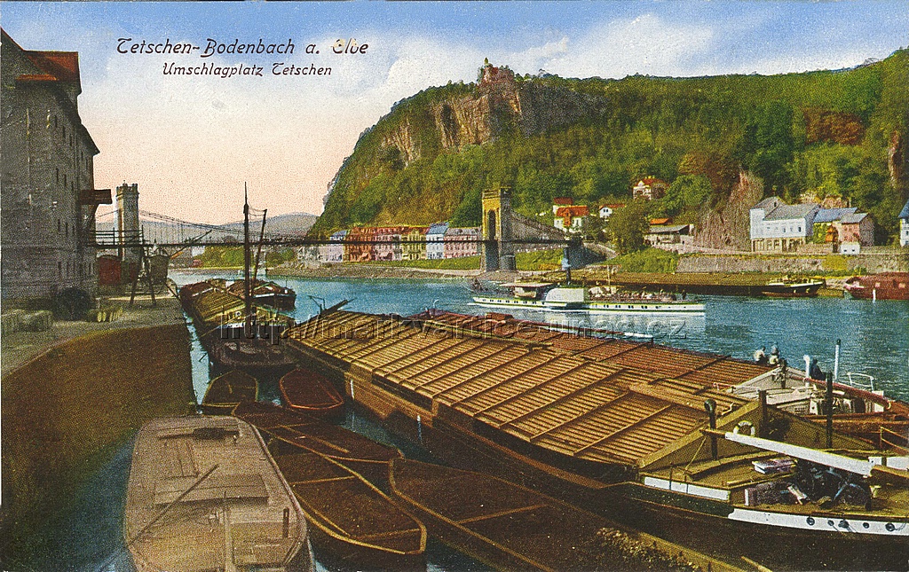 Děčín a Podmokly,
Děčínský přístav.
Tetschen-Bodenbach,
Umschlagplatz Tetschen.