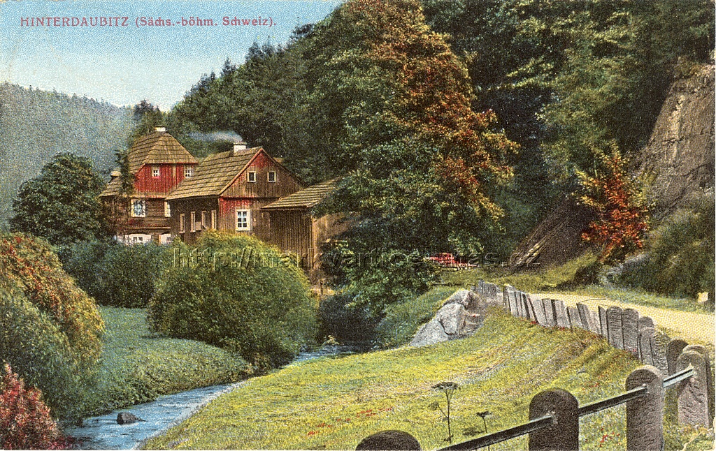Zadní Doubice
odesláno 5.10.1930

Hinterdaubitz (Sächs.-böhm. Schweiz)

Heinr. Hasse, Rumburg