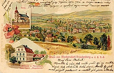 Markvartice a Veselé
před rokem 1918, psáno česky

Gruss aus Markersdorf-Freudenberg

Weinhaus u. Photographie

Franz Eypert, 'Wegschmiede'