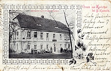 Karlovka u esk Kamenice, hostinec
odeslno 17.3.1907

Gruss aus Karlsthal bei B.-Kamnitz

Gasthaus von Johann Hackel