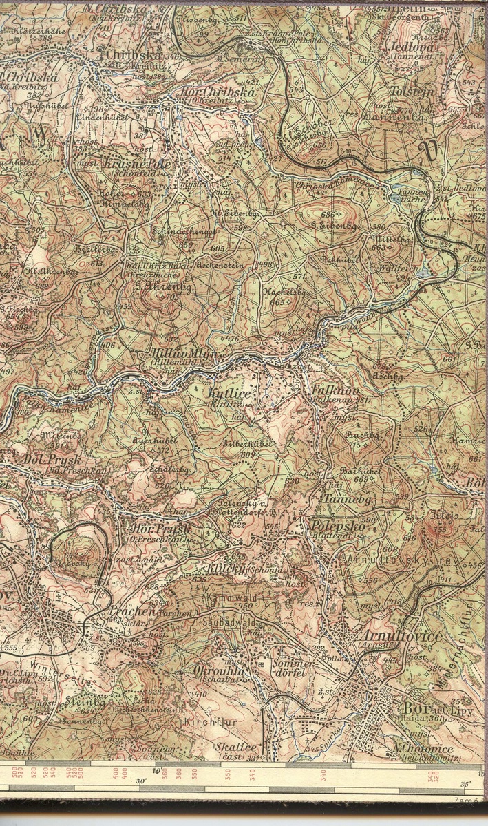 Kytlice - historick mapa Historick mapa s dvojjazynmi mstnmi nzvy -